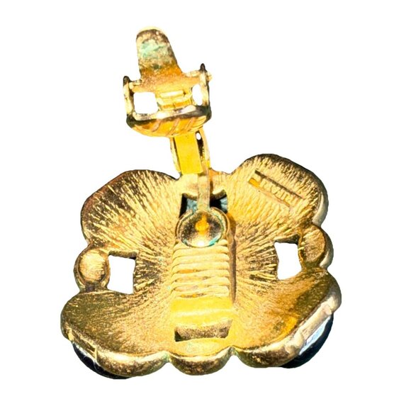 Trifari Alfred Phillipe Clip Earrings Gold-Tone Multicolor Cabochons - Picture 5 of 5